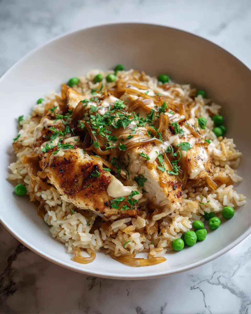 One-Pot French Onion Chicken Rice Dinner Recipe You’ll Love