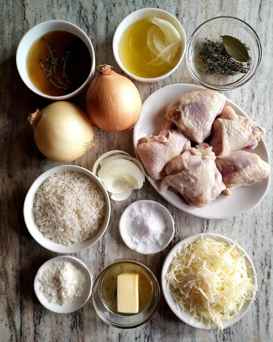 Ingredients for One-Pot French Onion Chicken Rice Dinner Recipe You’ll Love