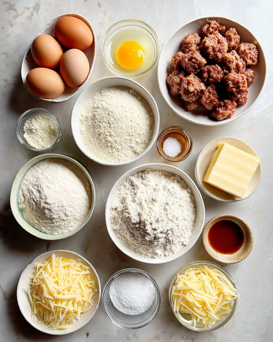 Ingredients for The Ultimate Pancake Sausage Breakfast Bake Recipe for a Hearty Morning Meal