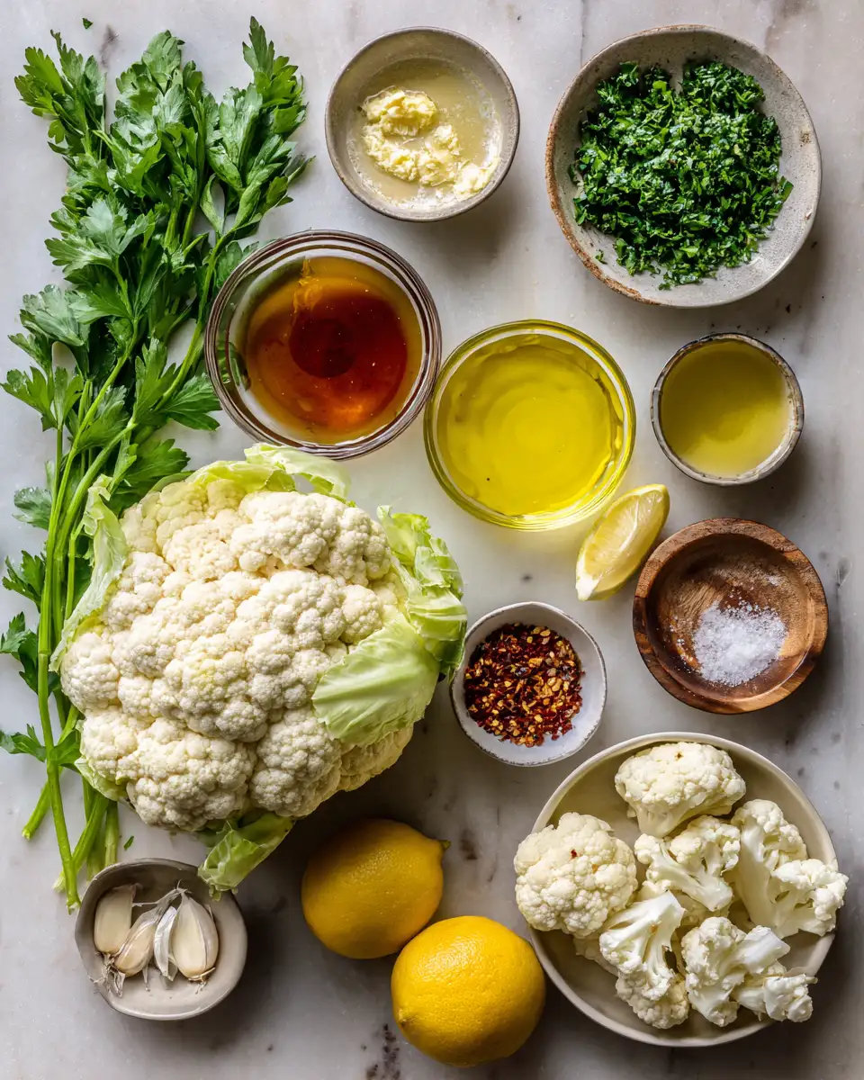 Ingredients for Sweet and Tangy Roasted Cauliflower with Honey and Lemon Dressing Recipe