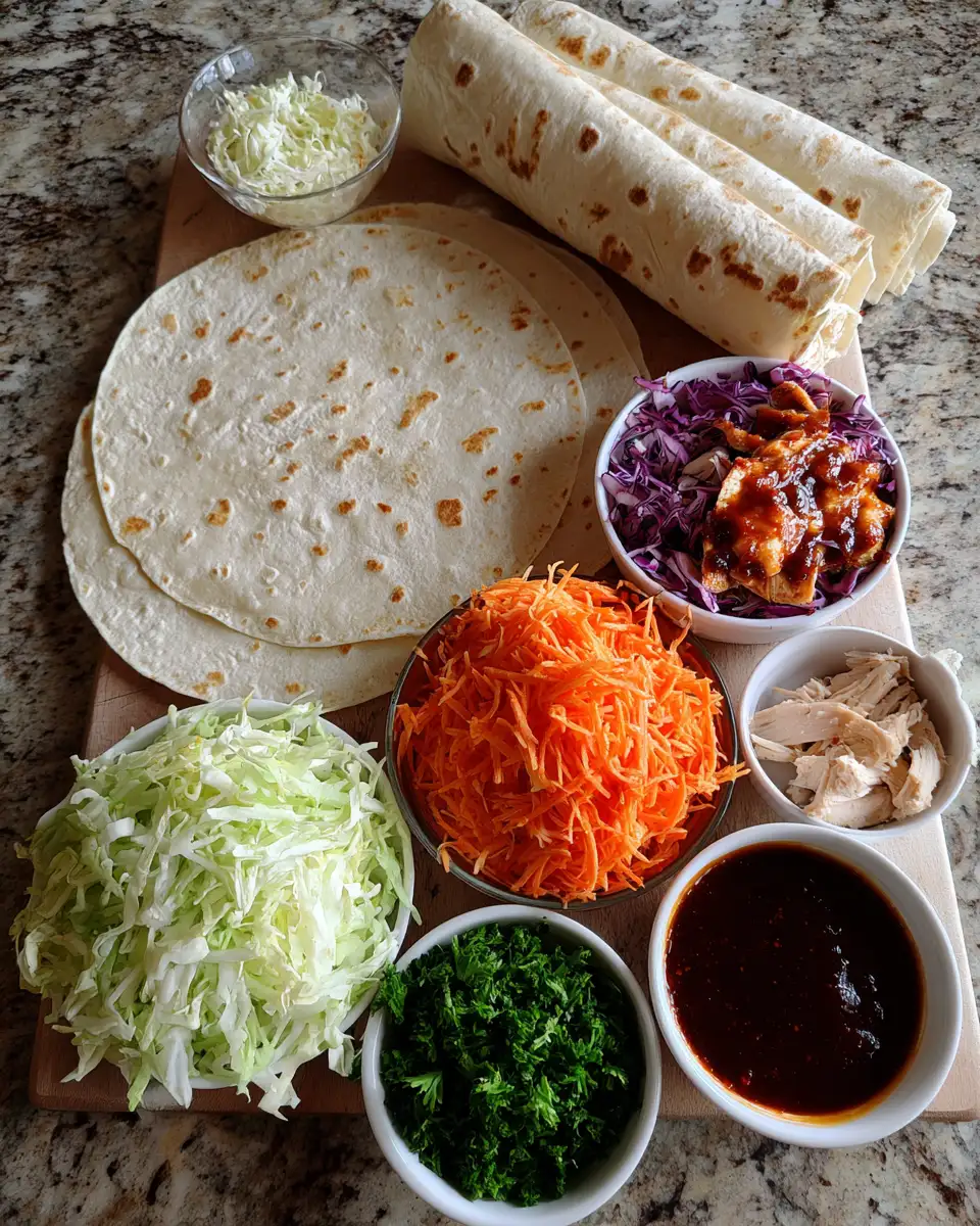 Ingredients for Smoky BBQ Chicken and Crunchy Coleslaw Wraps That Will Spice Up Your Lunch