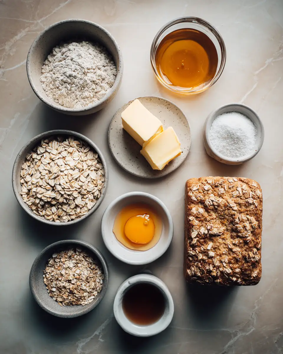 Ingredients for Irresistibly Soft and Chewy Honey Oat Whole Wheat Bread Recipe