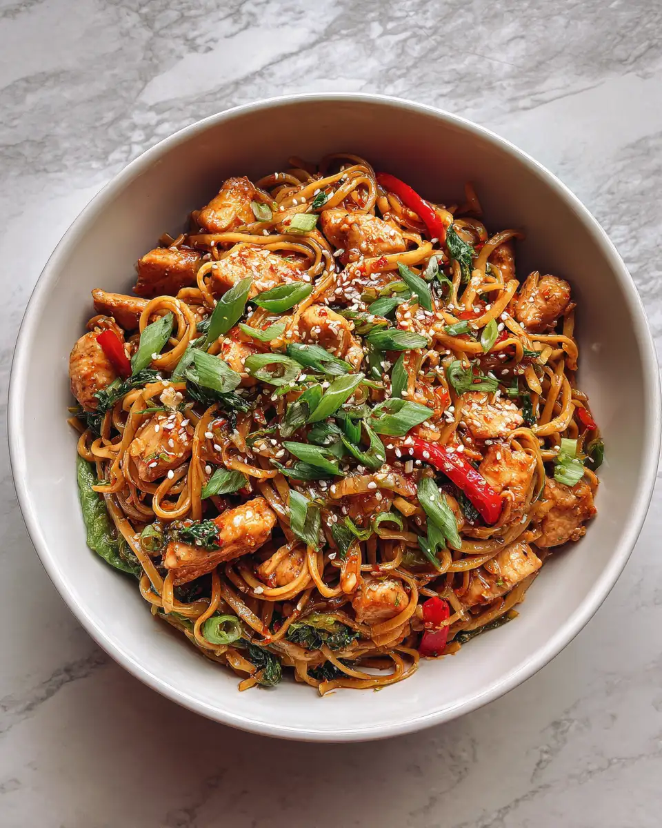 Final dish - Irresistible Sticky Garlic Chicken Noodles Recipe You Have to Try