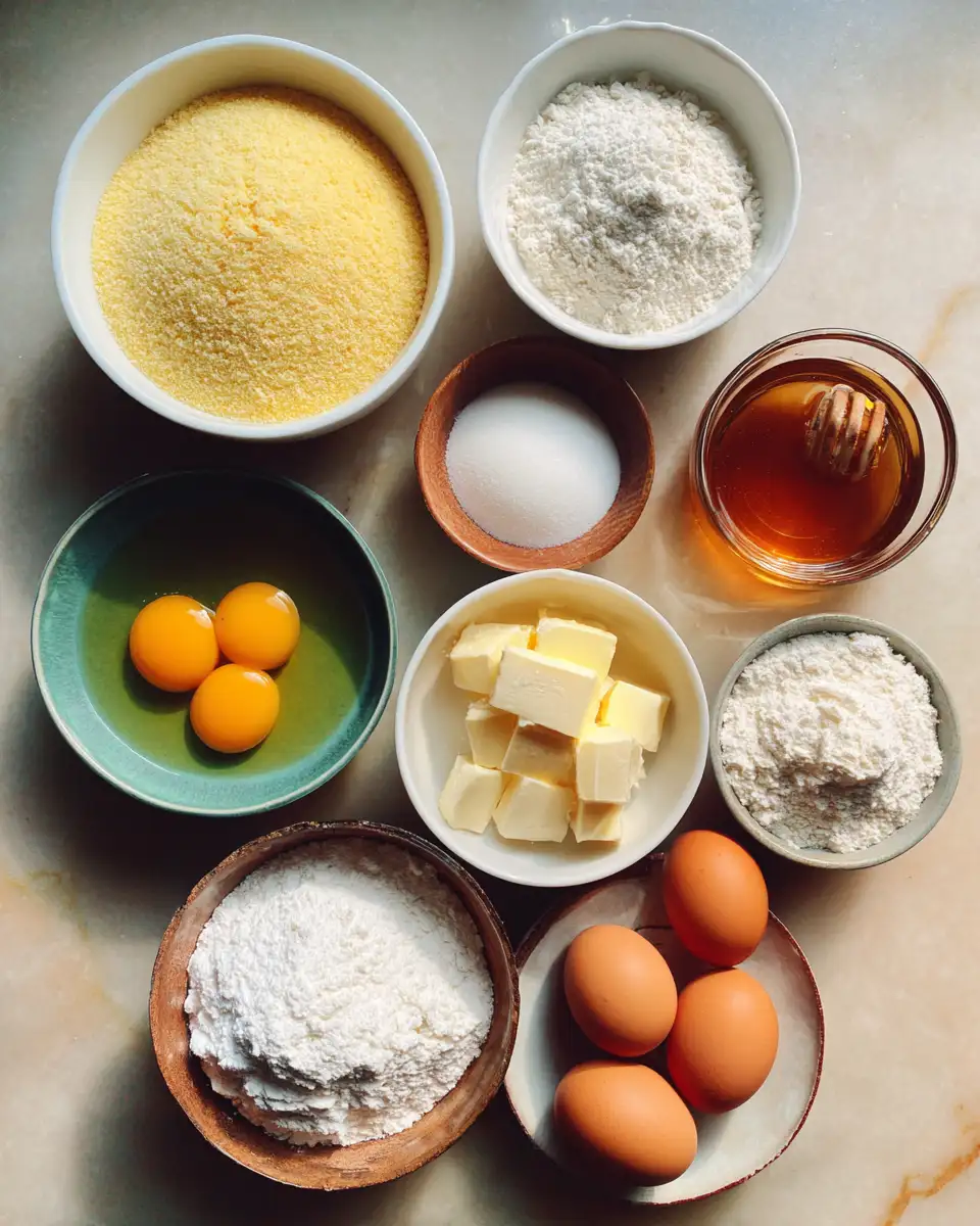 Ingredients for The Best Recipe for Southern-style Honey Butter Cornbread You Need to Try