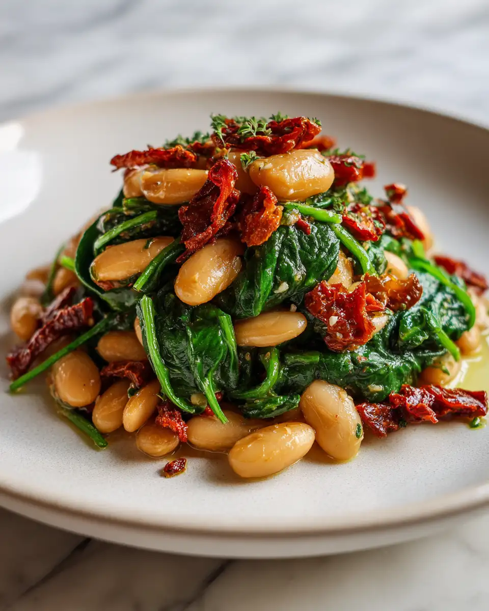 Final dish - Hearty Tuscan Butter Beans with Spinach and Sun-Dried Tomato Delight