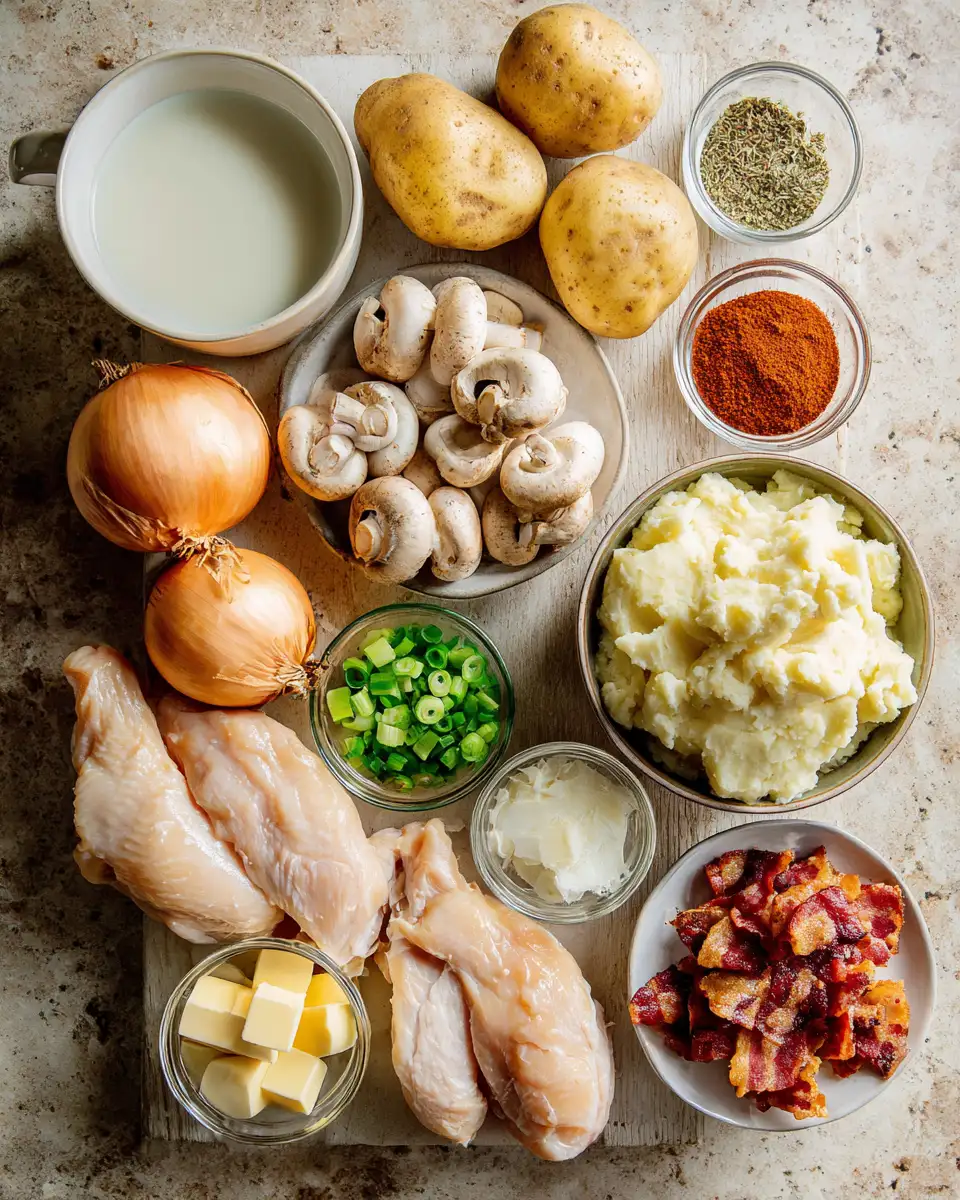 Ultimate Loaded Chicken and Gravy Mashed Potato Bowls Recipe for Comfort Food Lovers 4 Ingredients for Ultimate Loaded Chicken and Gravy Mashed Potato Bowls Recipe for Comfort Food Lovers