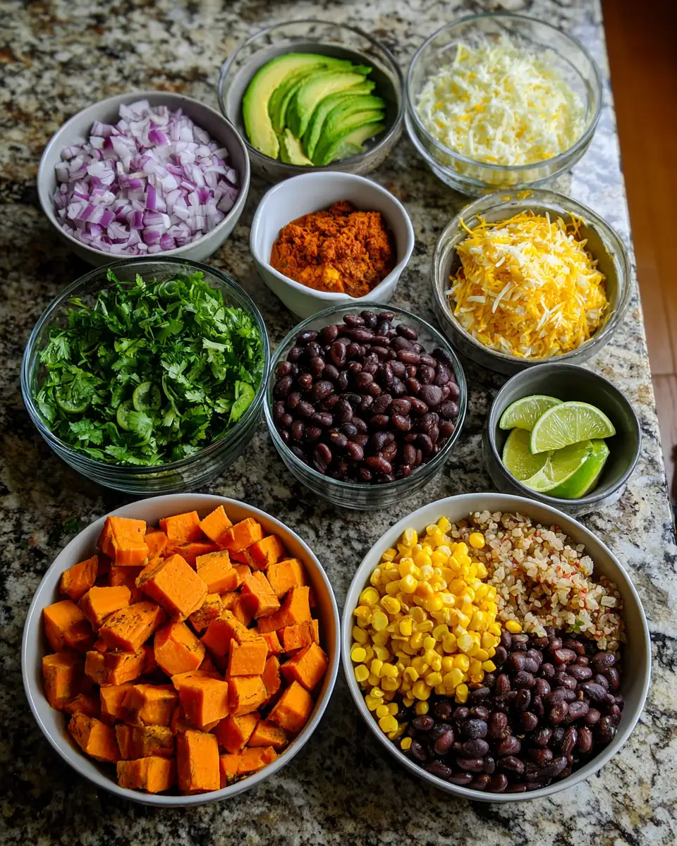 Delicious Vegetarian Meal Prep Ideas Featuring Sweet Potato Taco Bowl 4 Ingredients for Delicious Vegetarian Meal Prep Ideas Featuring Sweet Potato Taco Bowl