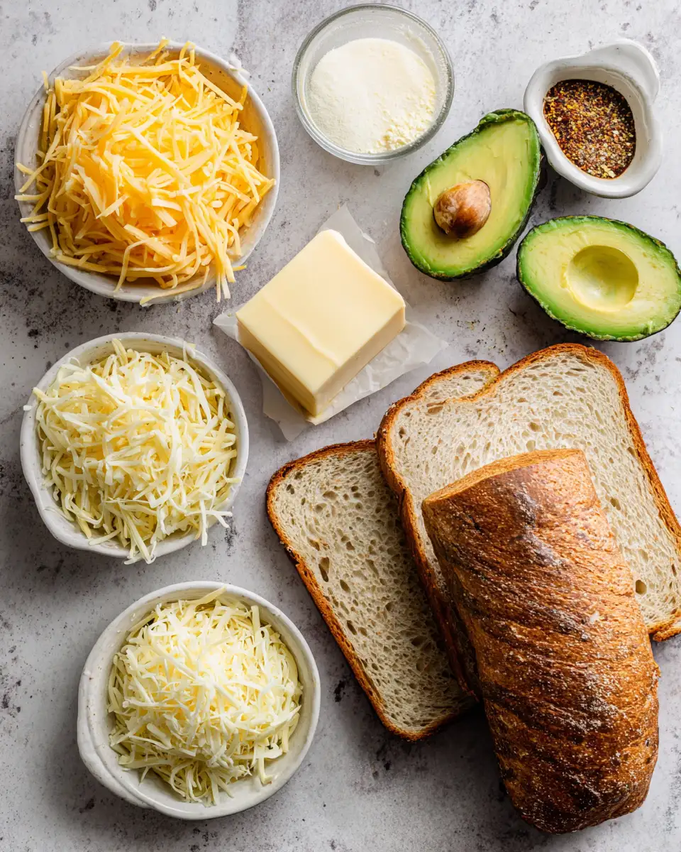 Ingredients for The Ultimate Avocado Grilled Cheese You Need to Try Today