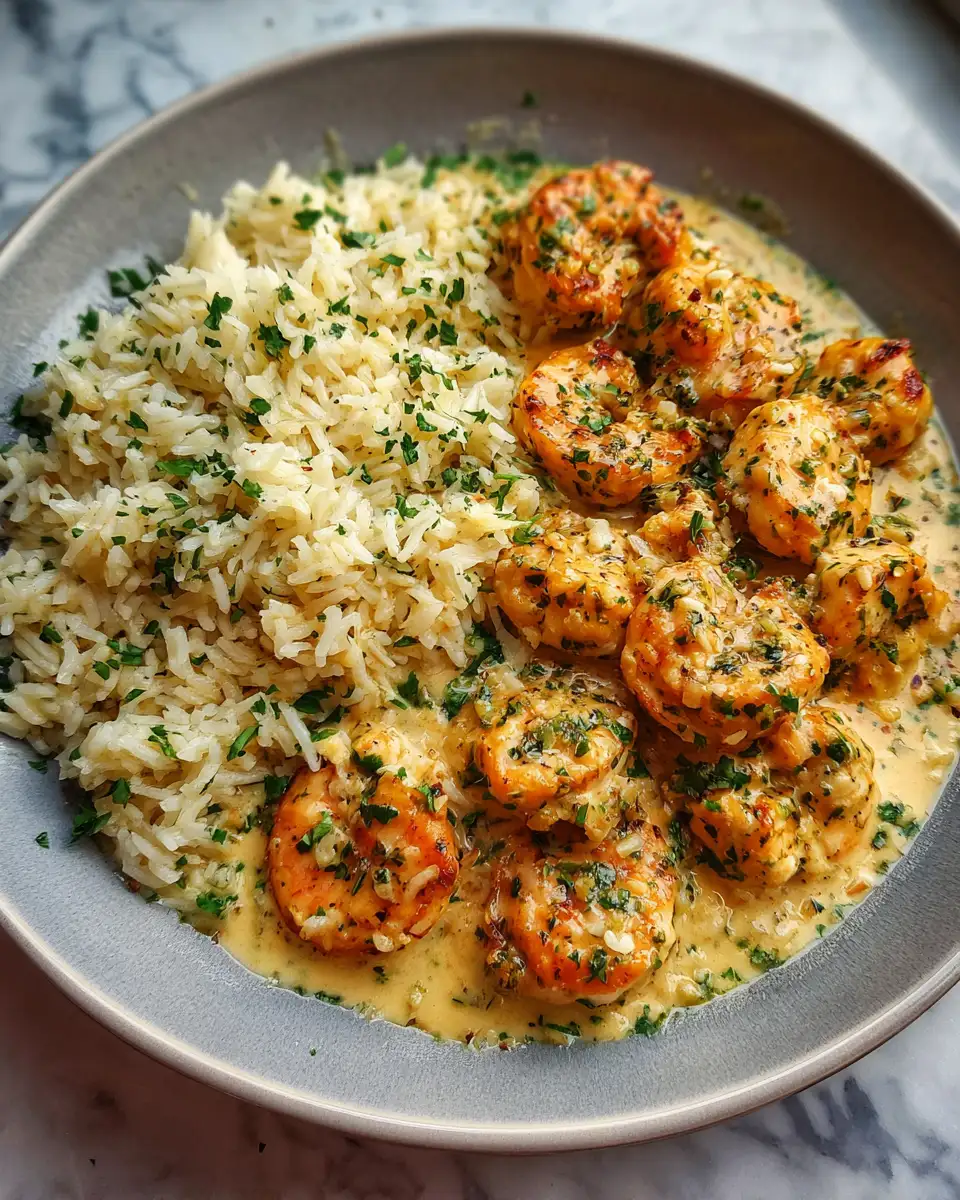 Irresistible Chicken Scampi with Creamy Garlic Parmesan Rice Recipe - Featured Image