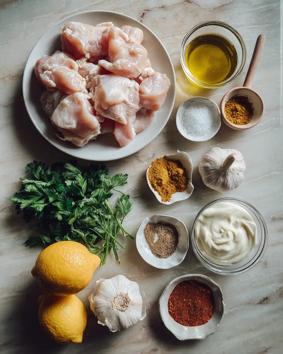 Ingredients for Irresistible Chicken Shawarma with Creamy Garlic Sauce Recipe You Need to Try
