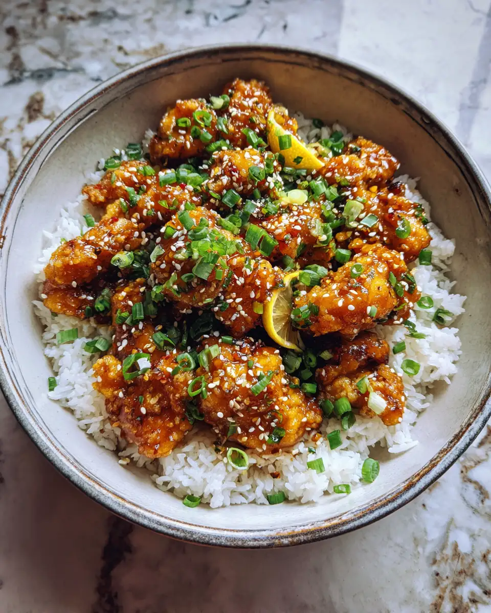 Final dish - Crispy Chinese Lemon Chicken Recipe Bursting with Zesty Flavor
