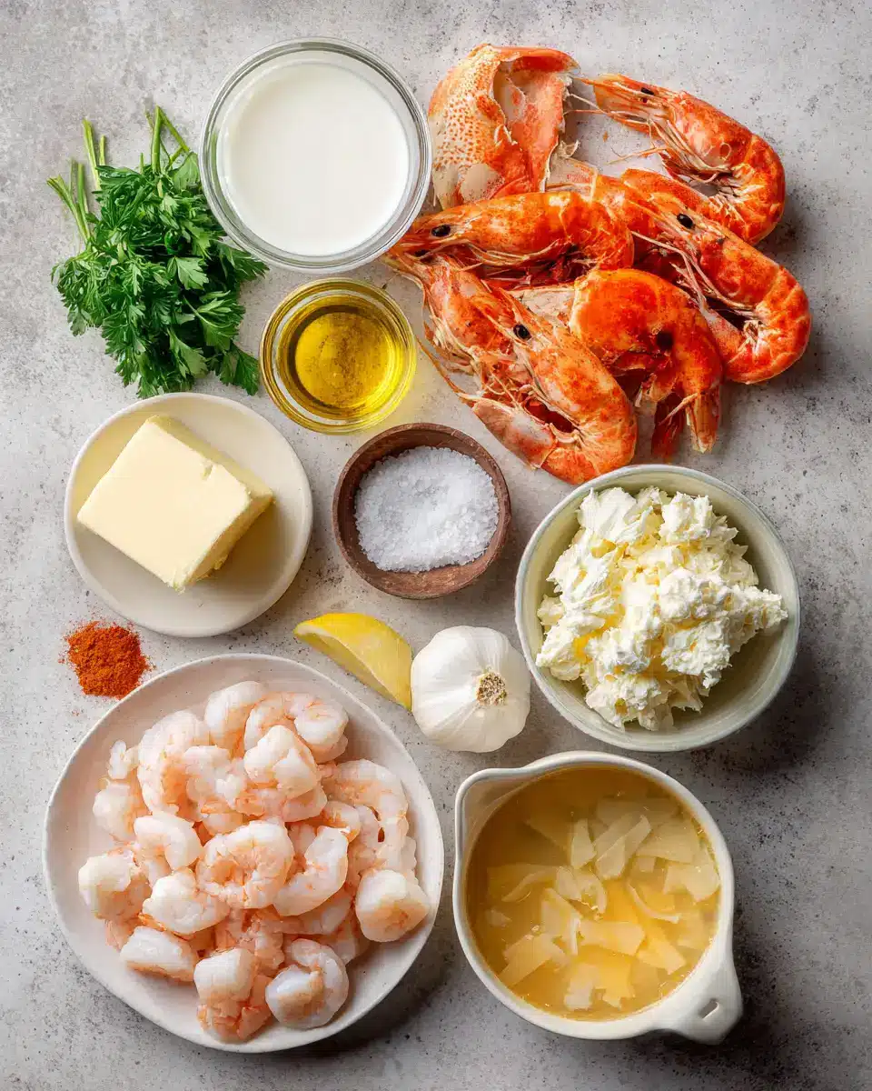 Ingredients for Creamy Crab and Shrimp Seafood Bisque Recipe to Savor Every Spoonful