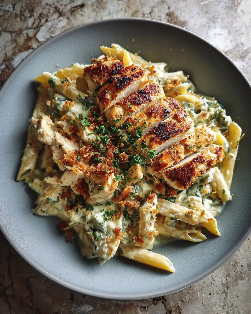 Final dish - Irresistible Creamy Garlic Chicken Penne with Parmesan Cream Sauce Recipe