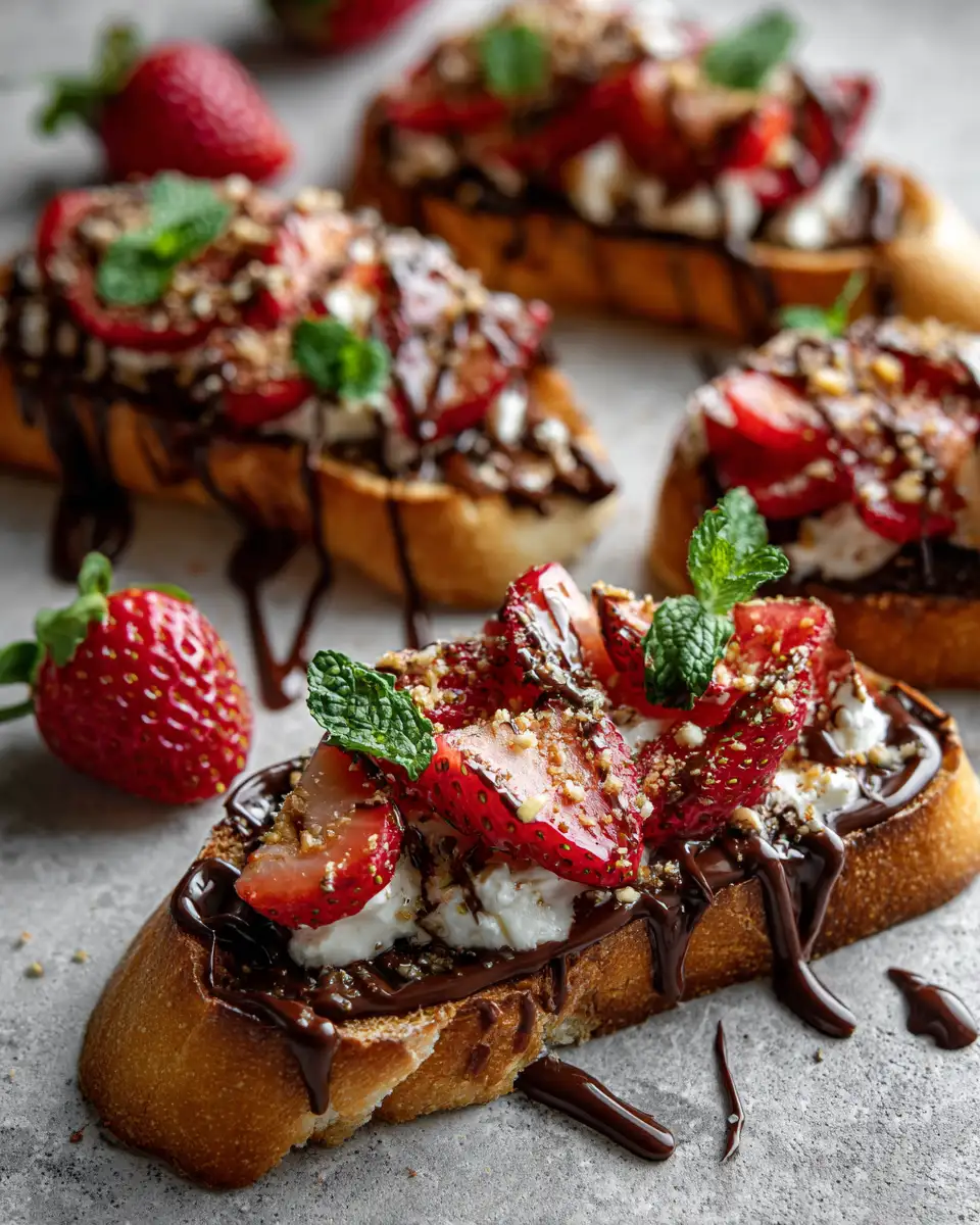 Final dish - Indulge in Decadent Strawberry Chocolate Bruschetta for a Sweet Treat