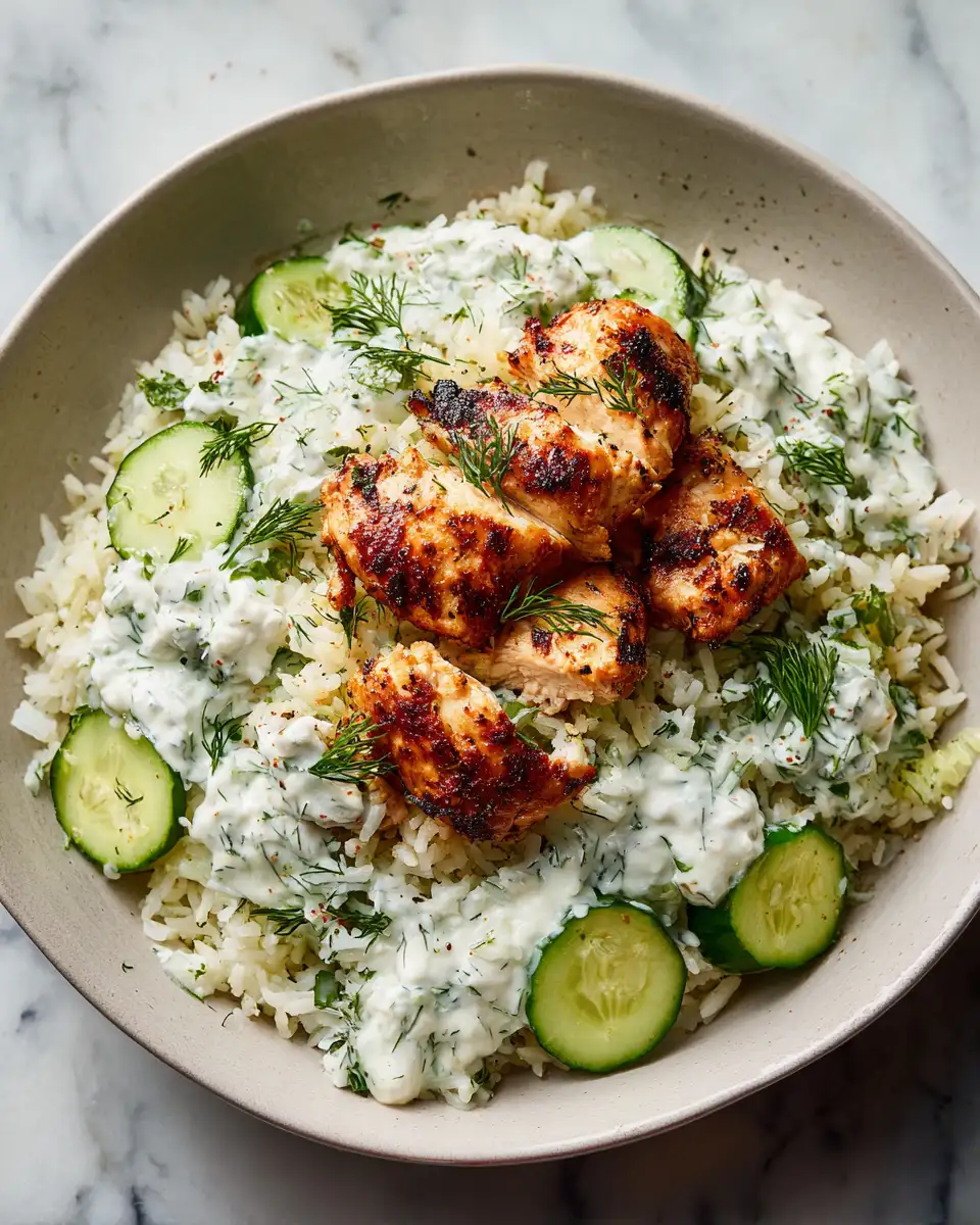 Final dish - Easy Dump-and-Bake Chicken Tzatziki Rice for a Flavorful Weeknight Dinner