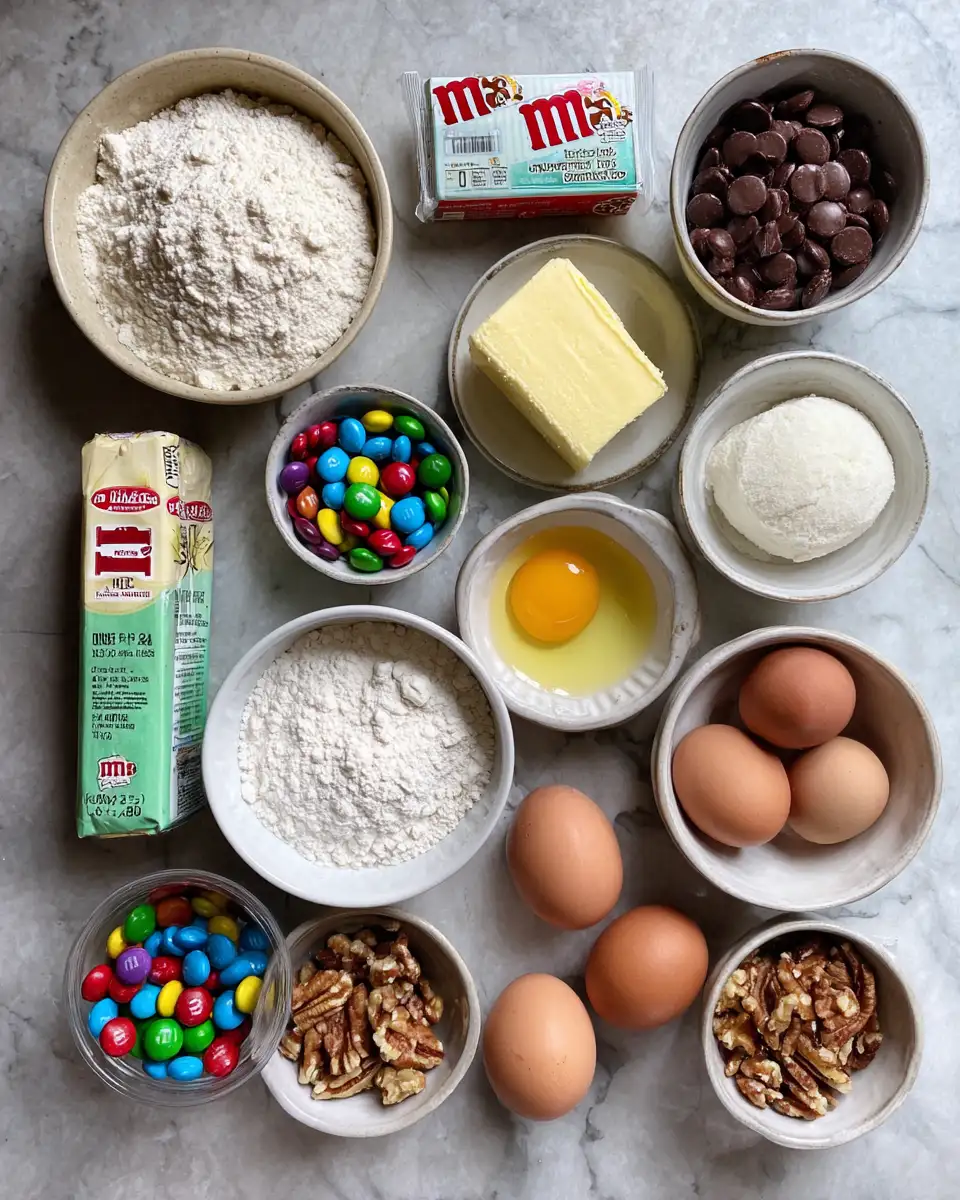 Ingredients for Irresistibly Sweet Easter M&M Cookies to Brighten Your Holiday Treats