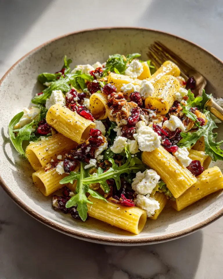 Brighten Your Lunch with Feta and Cranberry Rigatoni Salad Tossed in Zesty Lemon Vinaigrette - Featured Image