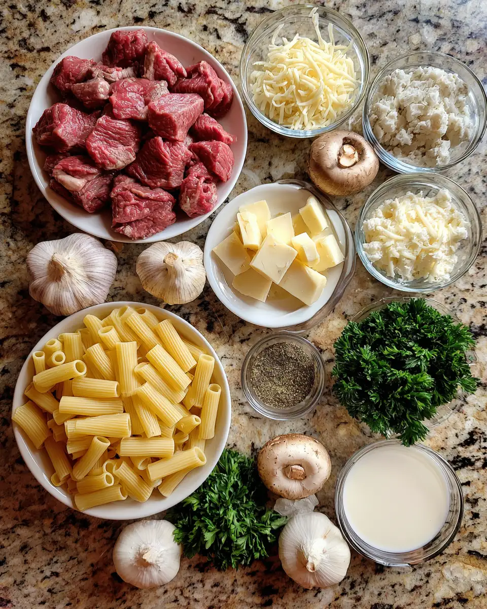 Garlic Butter Steak Bites Paired with Cheesy Mozzarella Rigatoni for the Ultimate Comfort Meal 4 Ingredients for Garlic Butter Steak Bites Paired with Cheesy Mozzarella Rigatoni for the Ultimate Comfort Meal