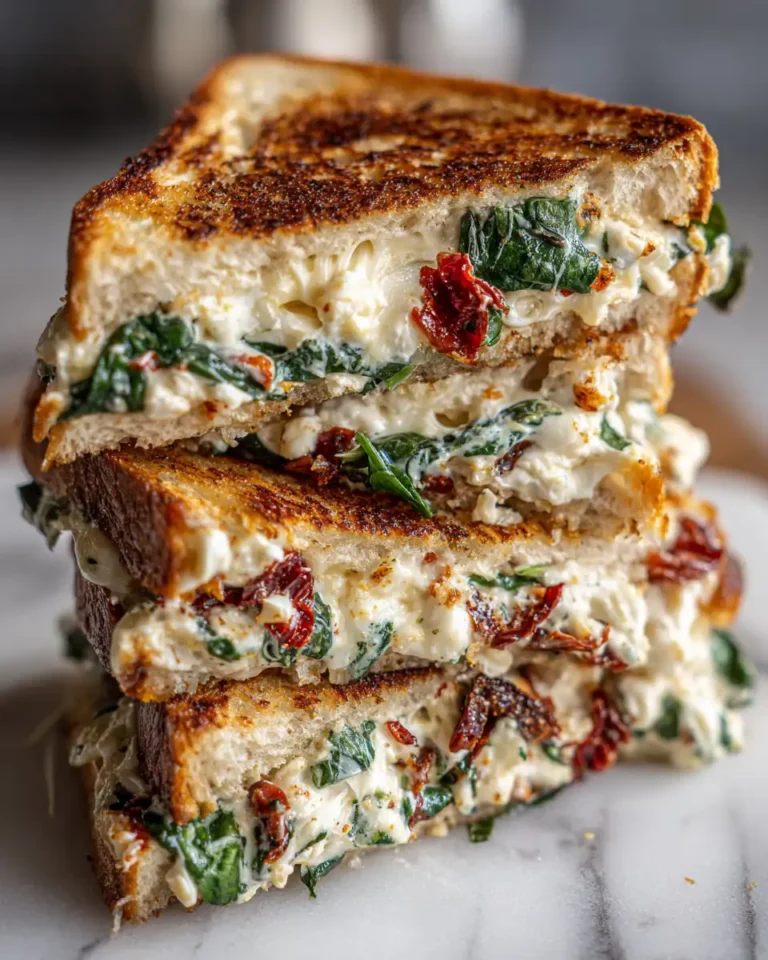 Melted Perfection Grilled Cheese with Sun-Dried Tomatoes Spinach and Creamy Ricotta Filling - Featured Image
