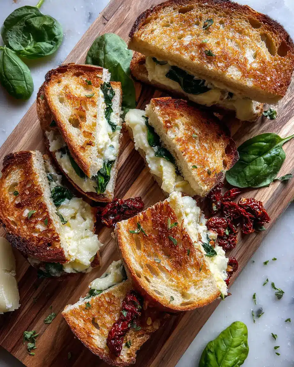 Ingredients for Melted Perfection Grilled Cheese with Sun-Dried Tomatoes Spinach and Creamy Ricotta Filling