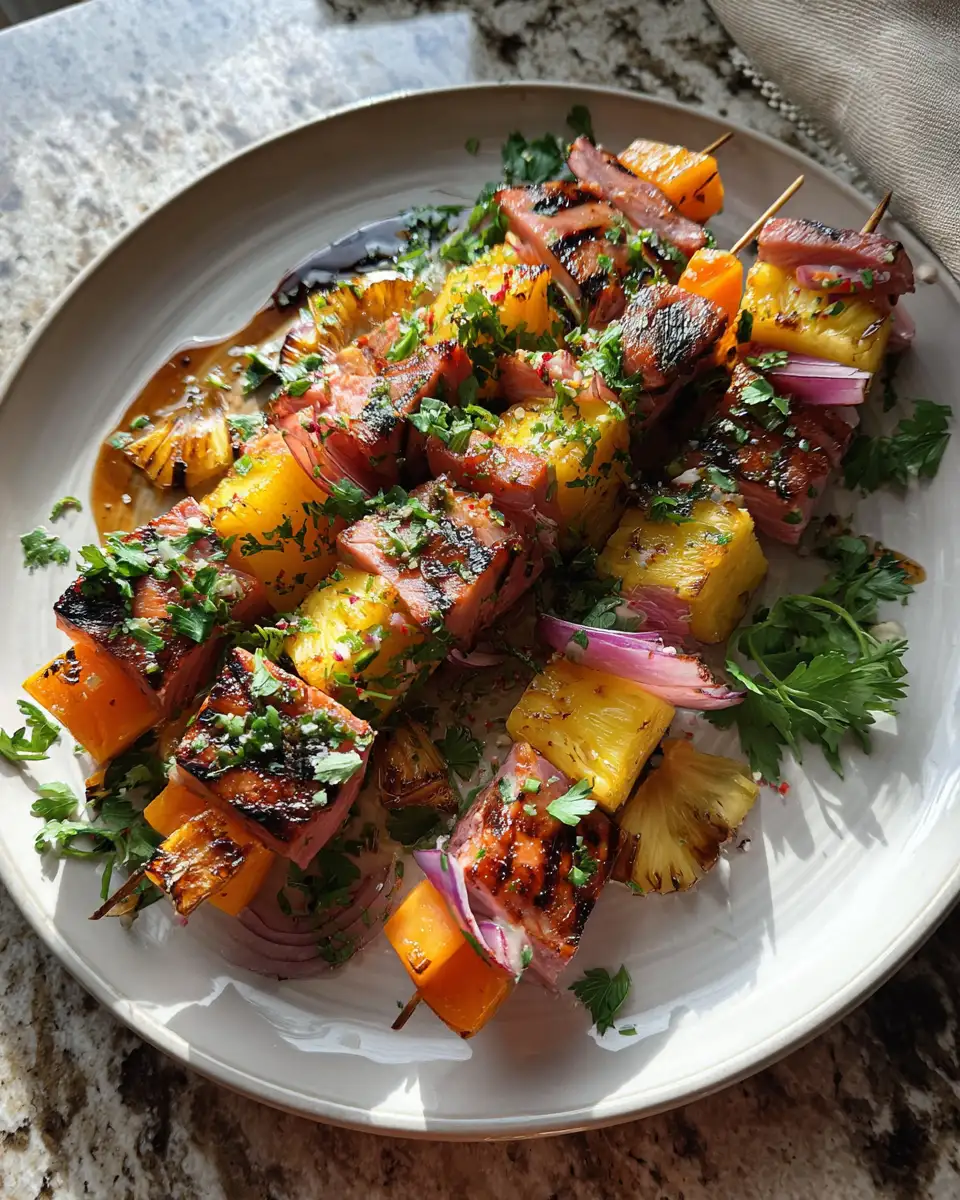 Tropical Delight Hawaiian Ham and Pineapple Skewers Recipe 6 Final dish - Tropical Delight Hawaiian Ham and Pineapple Skewers Recipe