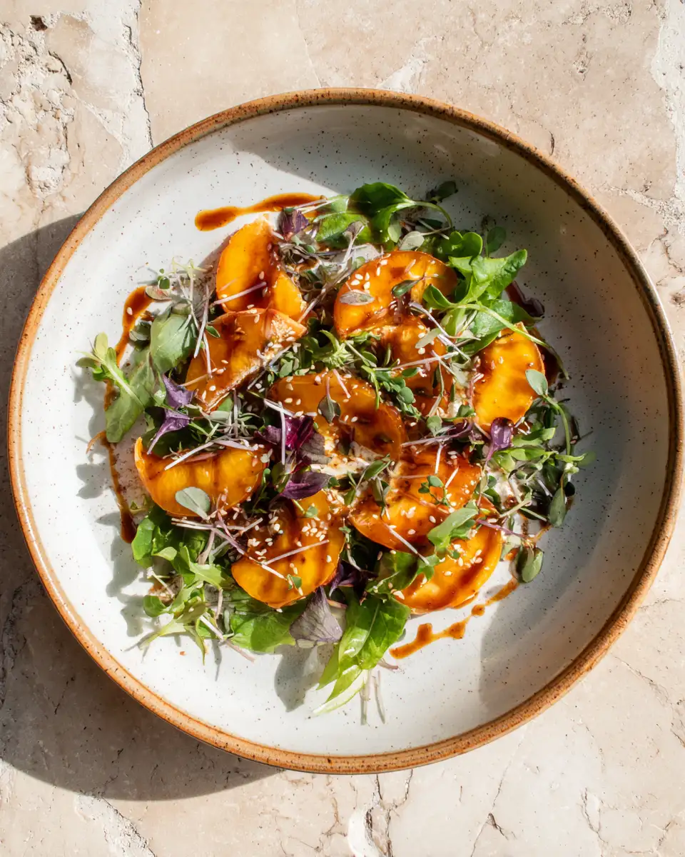 Final dish - Sweet and Tangy Bliss Peach Honey Dijon Balsamic Vinaigrette Recipe