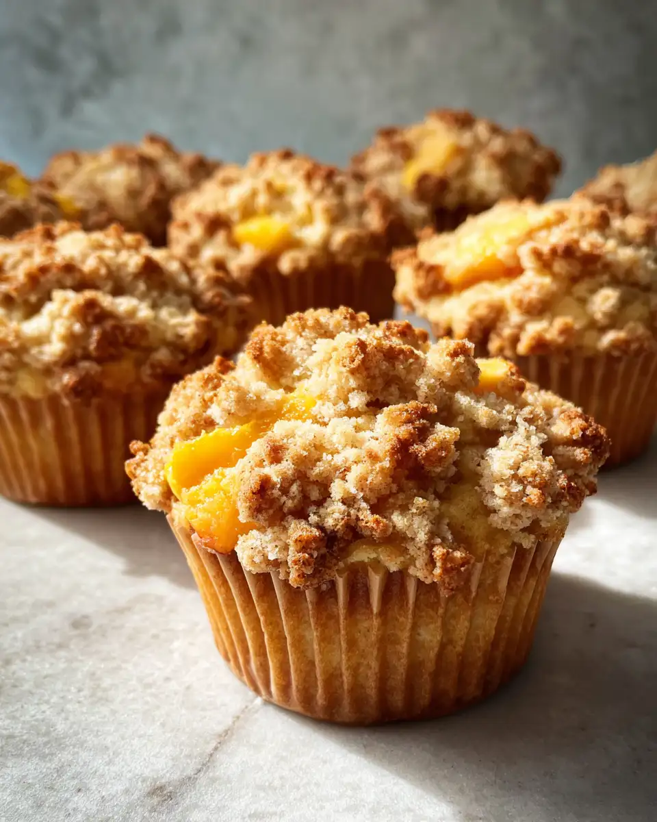 Irresistible Peach Muffins with Crunchy Crumble Topping 6 Final dish - Irresistible Peach Muffins with Crunchy Crumble Topping