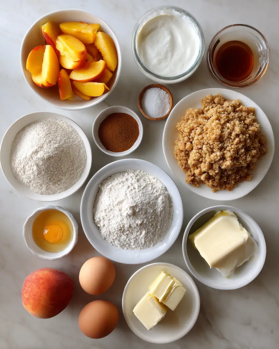 Irresistible Peach Muffins with Crunchy Crumble Topping 4 Ingredients for Irresistible Peach Muffins with Crunchy Crumble Topping