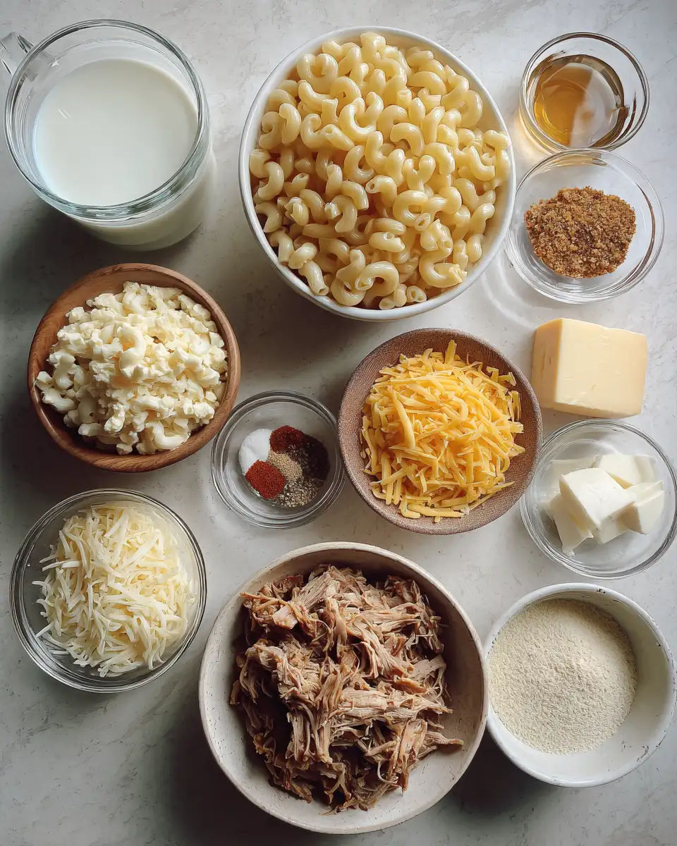 Ingredients for Ultimate Comfort Food Pulled Pork Mac And Cheese Recipe