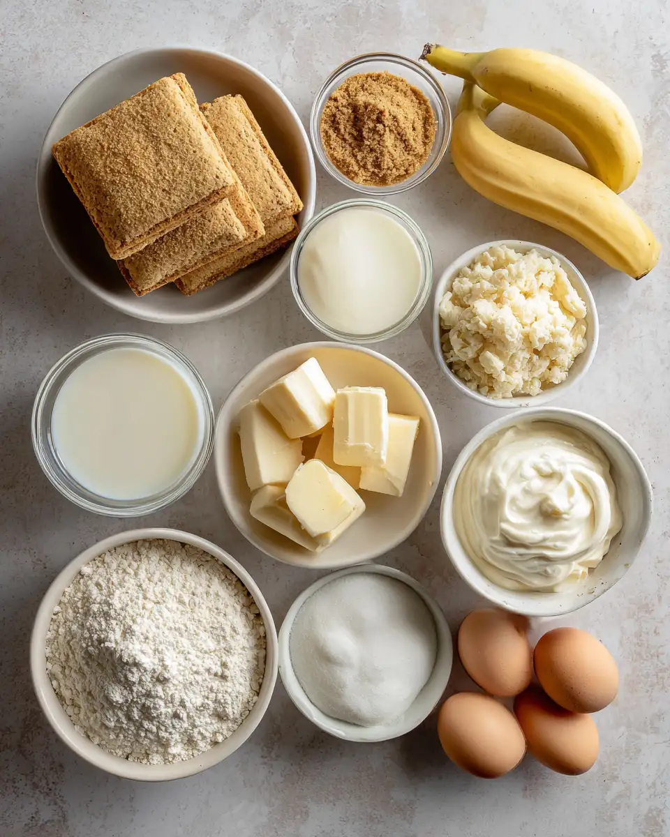 Ingredients for Irresistible Recipe for Banana Pudding Cheesecake Bars Download and Delight
