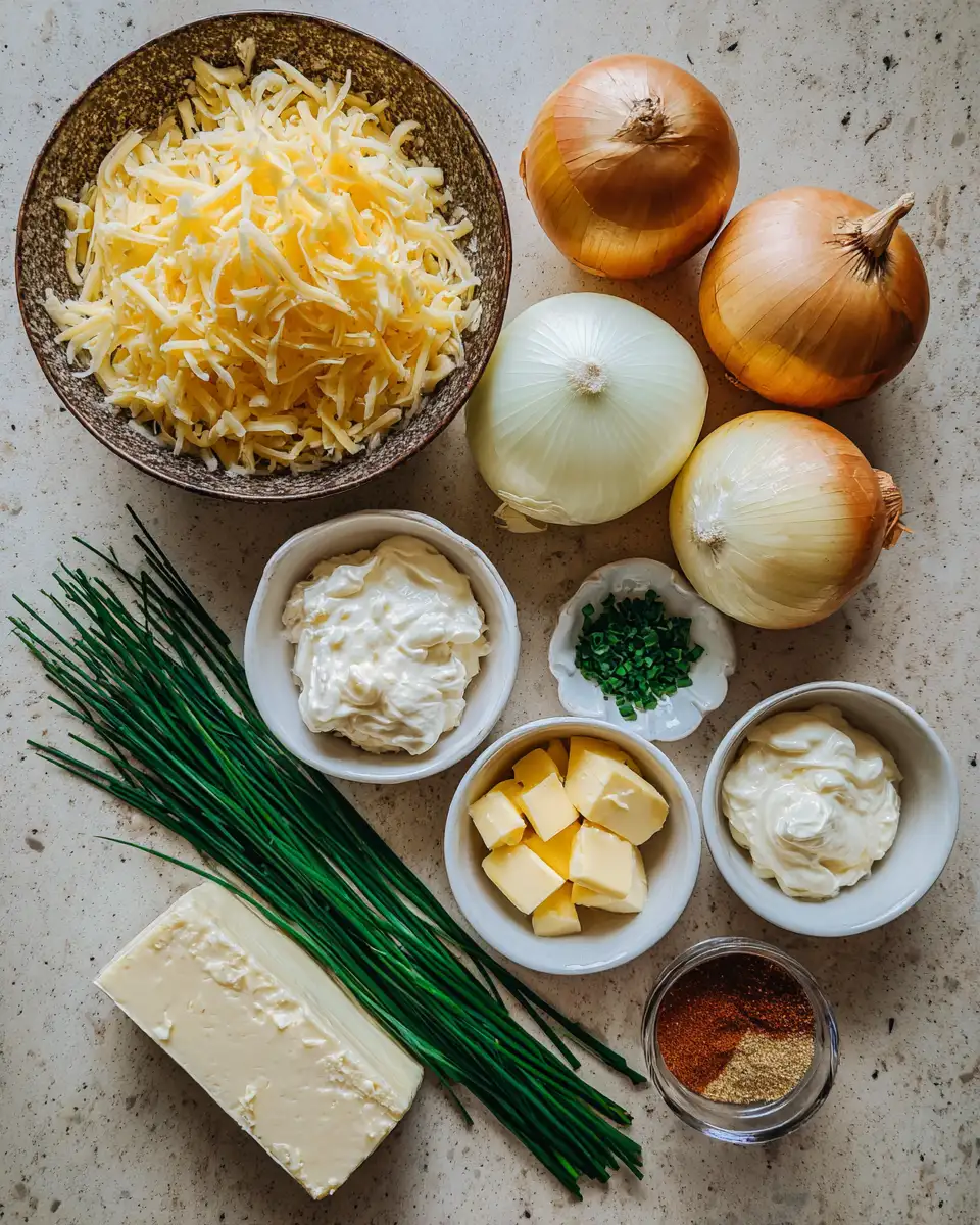 Ingredients for Irresistible Smoked Gouda and Onion Dip Recipe That Will Wow Your Guests
