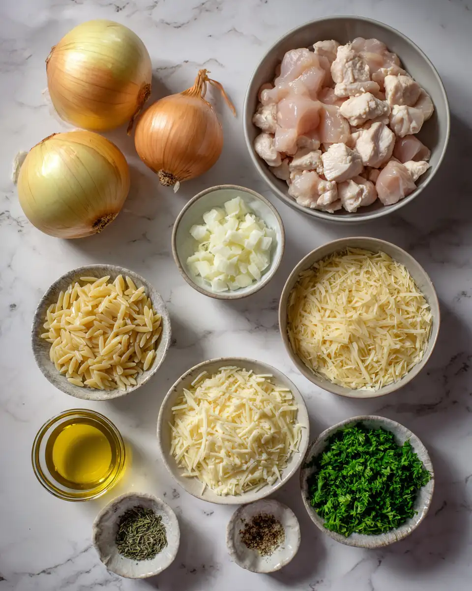 Ultimate Comfort Food French Onion Chicken Orzo Casserole Recipe 4 Ingredients for Ultimate Comfort Food French Onion Chicken Orzo Casserole Recipe