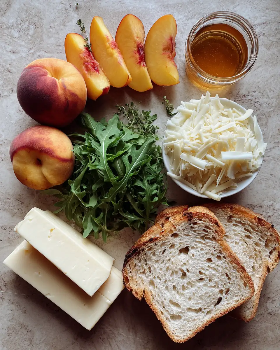 Ingredients for Indulge in the Sweet and Savory Magic of Honey Peach and White Cheddar Grilled Cheese