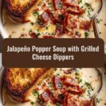 Creamy Jalapeño Popper Soup with Crispy Grilled Cheese Dippers for the Ultimate Comfort Meal