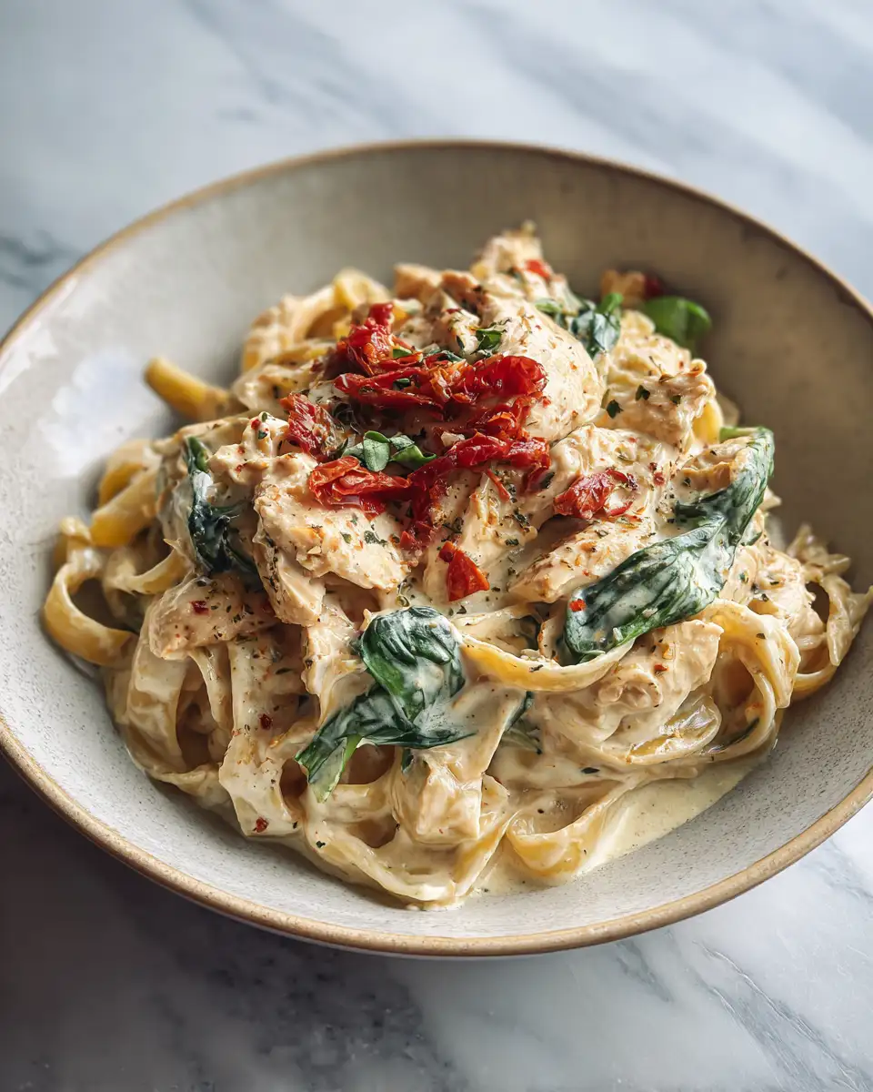 Final dish - Creamy Tuscan Chicken Pasta Recipe That Will Steal Your Heart