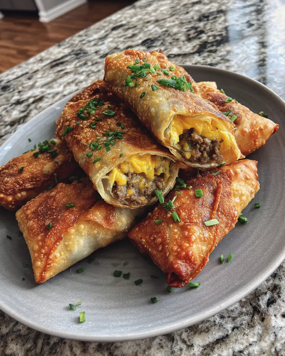 Final dish - Crispy Air Fryer Cheeseburger Egg Rolls You Need to Try Today