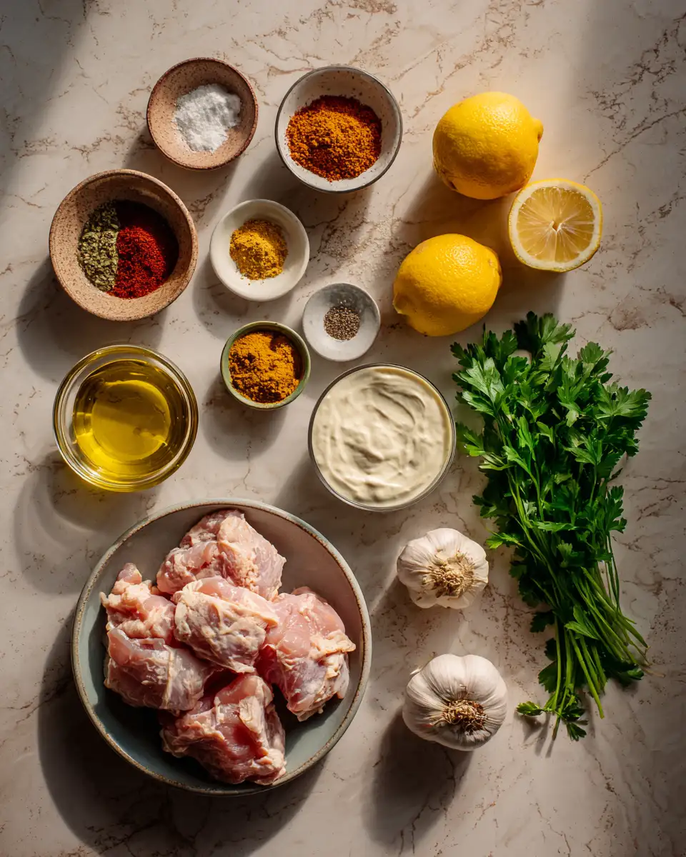 Irresistible Chicken Shawarma with Creamy Garlic Sauce Recipe You Need to Try 4 Ingredients for Irresistible Chicken Shawarma with Creamy Garlic Sauce Recipe You Need to Try