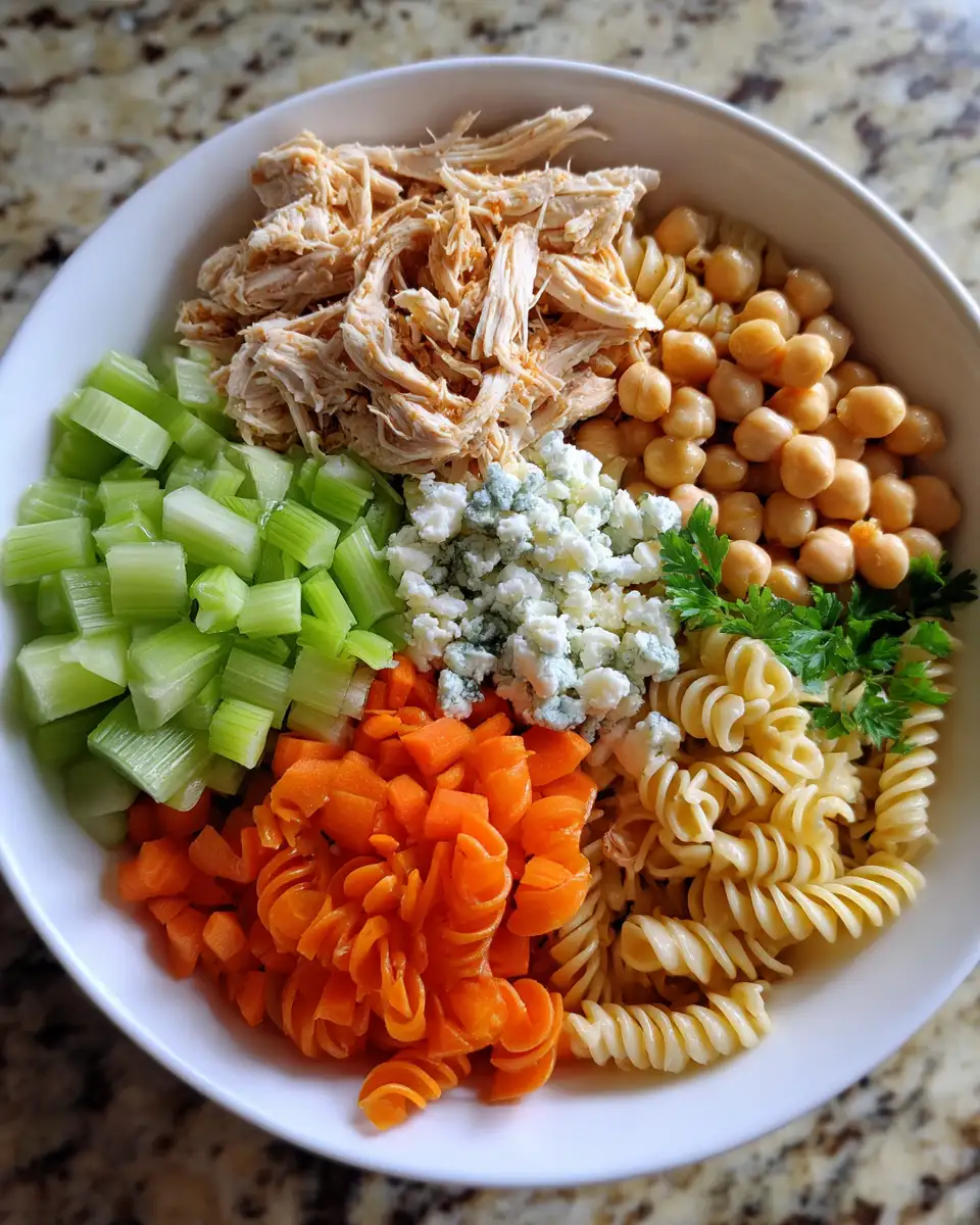 Ingredients for Fuel Your Day with This High Protein Buffalo Pasta Salad Recipe