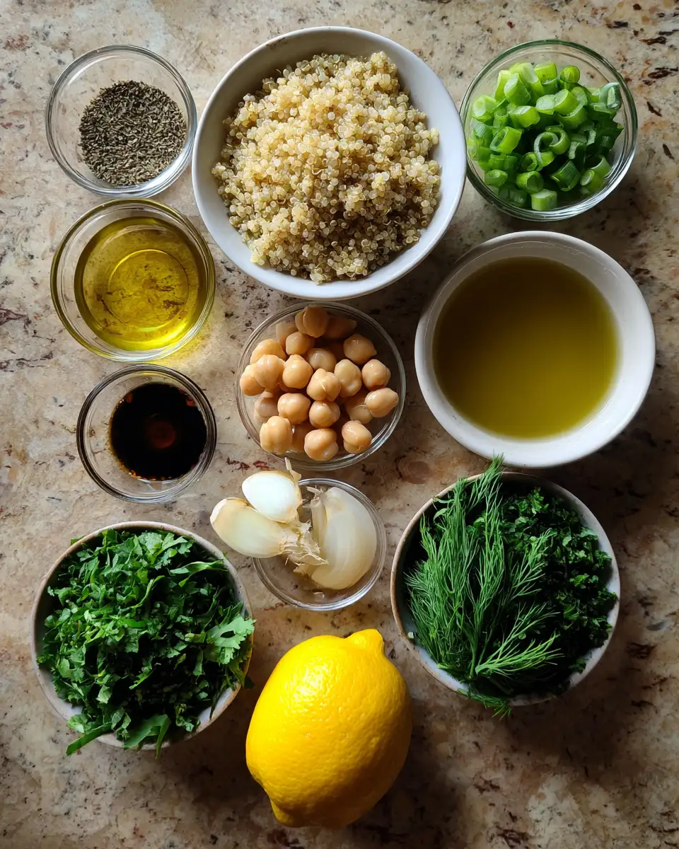 Bright and Zesty Lemon Herb Quinoa with Garbanzo Beans for a Wholesome Meal 4 Ingredients for Bright and Zesty Lemon Herb Quinoa with Garbanzo Beans for a Wholesome Meal