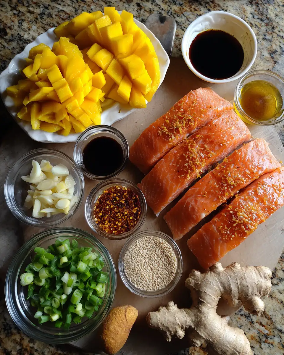 Sweet and Savory Delight Mango Teriyaki Salmon Recipe 4 Ingredients for Sweet and Savory Delight Mango Teriyaki Salmon Recipe